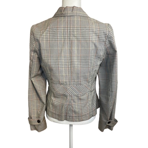 Isaac Mizrahi Brown Windowpane Plaid Blazer Target faux leather buttons. Size M - Picture 5 of 16